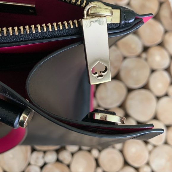 Kate Spade Black Sweetheart Pink Kyra Arbour Hill Leather Tote Bag - Picture 7 of 14